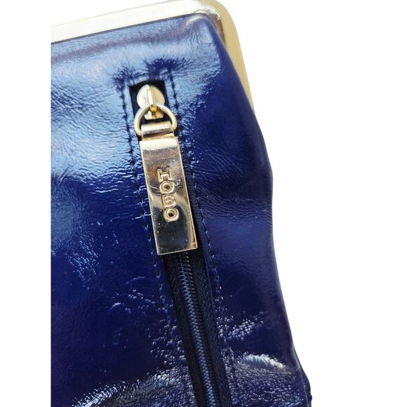 Hobo Bags Int'l Blue Quilted Genuine Patent Leather Lauren Large Wallet Clutch - Picture 4 of 8